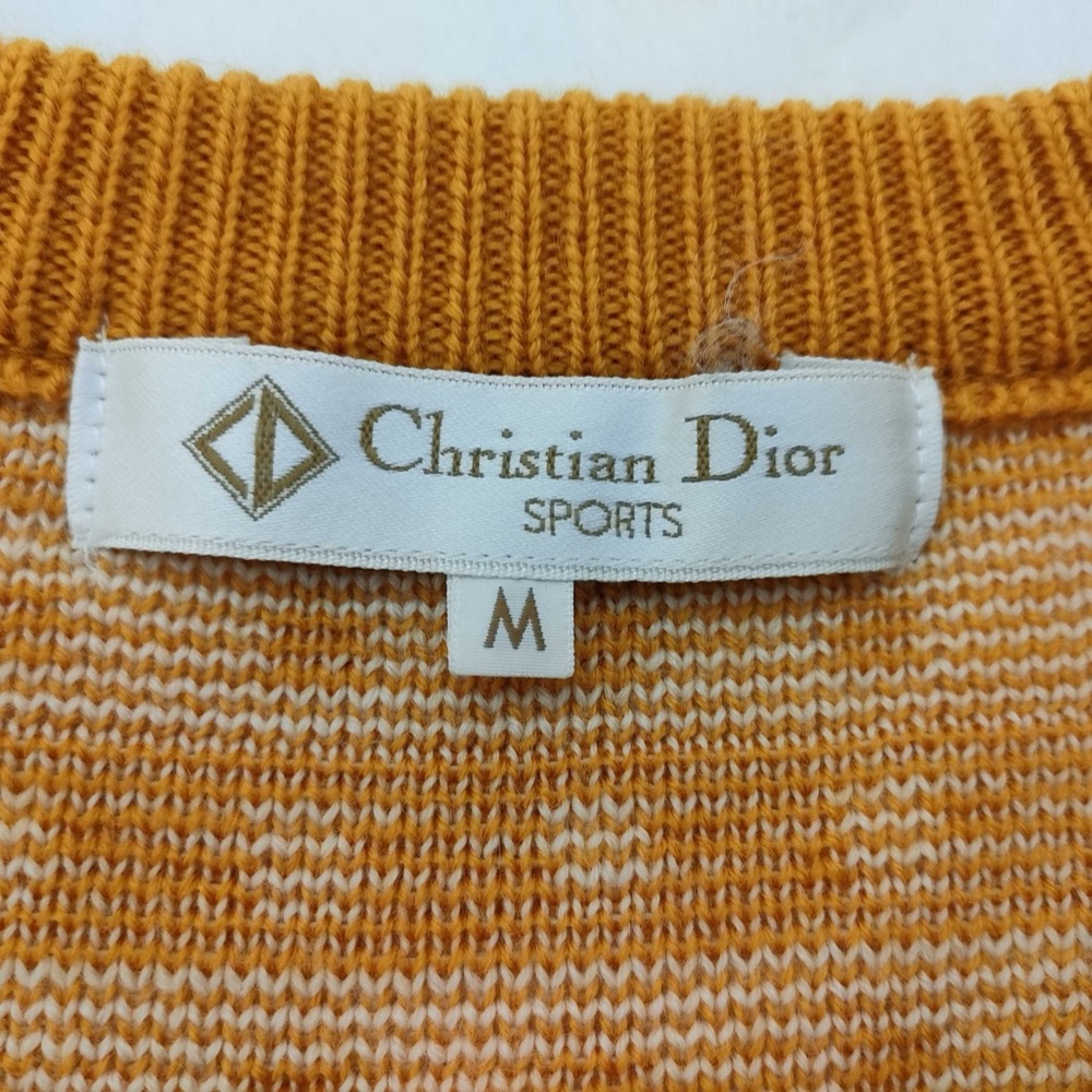 Dior Women's Mustard and Cream V-Neck Fair Isle Sweater - Picture 2 of 2